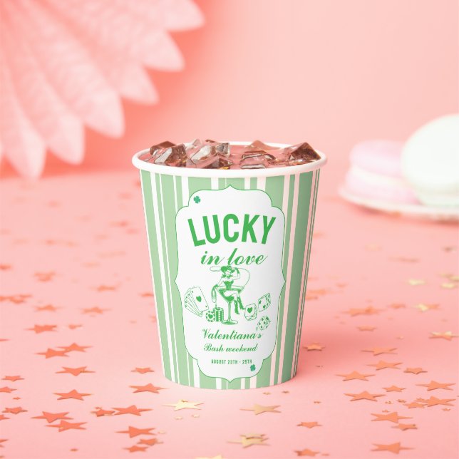 St patrcik lucky bachelorette in love party paper cups (Insitu)