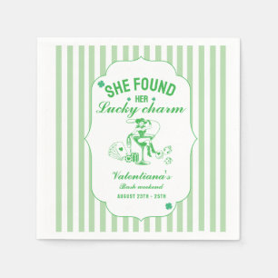 St patrcik she found her lucky charm bachelorette napkin