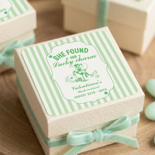 St patrcik she found her lucky charm bachelorette square sticker