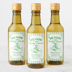 St patrcik she found her lucky charm  bachelorette wine label