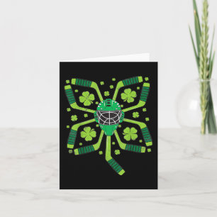 St Patrick#39;s Day Ice Hockey Shamrock Clover Boy Card