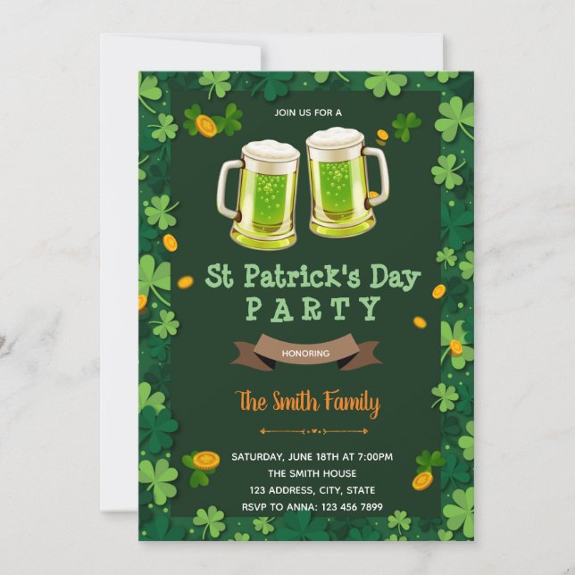 St Patrick beer theme Holiday Card (Front)