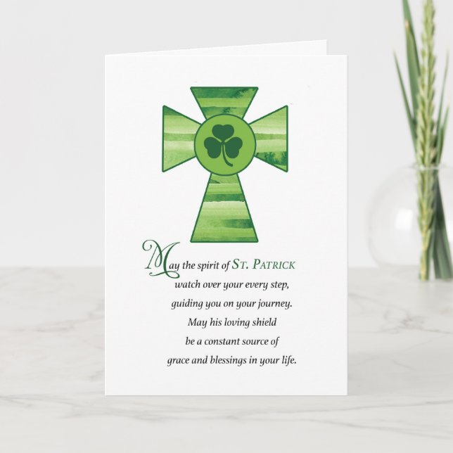 St. Patrick Blessings with Green Cross and Prayer Card (Front)