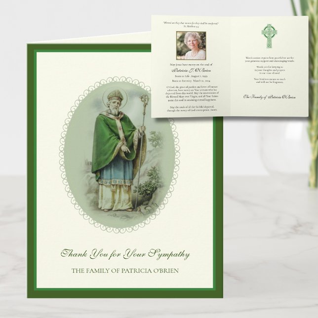 St. Patrick Catholic Irish Celtic Cross Condolence Thank You Card (Creator Uploaded)