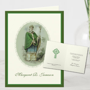 St. Patrick Catholic Irish Celtic Cross Condolence Thank You Card