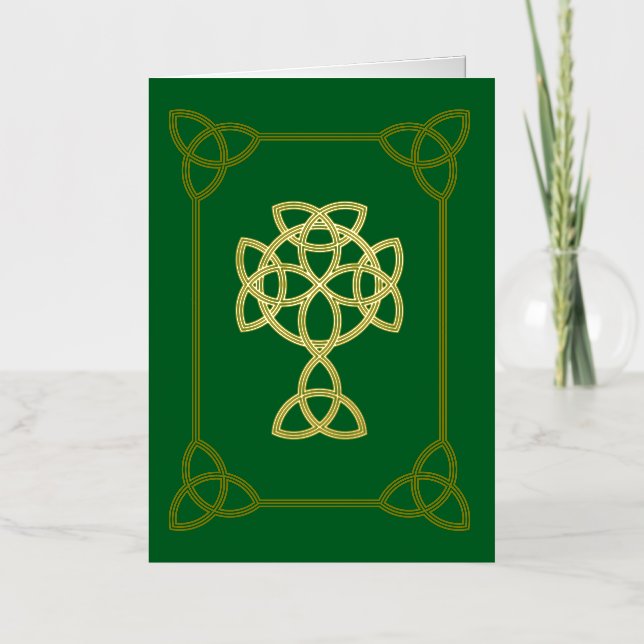 St. Patrick Celtic Cross & Quote | Folded Foil Holiday Card (Front)