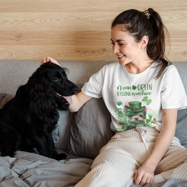 St Patrick Cute Dog Mean Green Kissing Machine T-Shirt (Creator Uploaded)