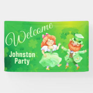 St. Patrick Dancing Leprechaun Welcome Banner
