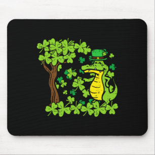 St Patrick Day Alligator Shamrock Saint Pattys Men Mouse Pad