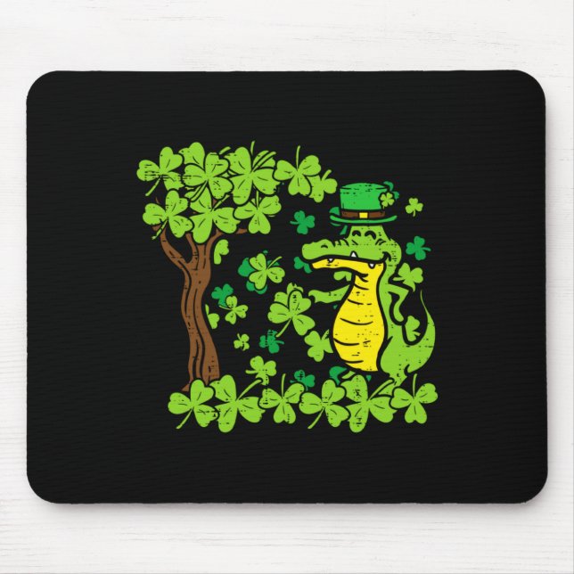 St Patrick Day Alligator Shamrock Saint Pattys Men Mouse Pad (Front)