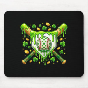 St Patrick Day Baseball Drip Ice Cream Baseball Ho Mouse Pad