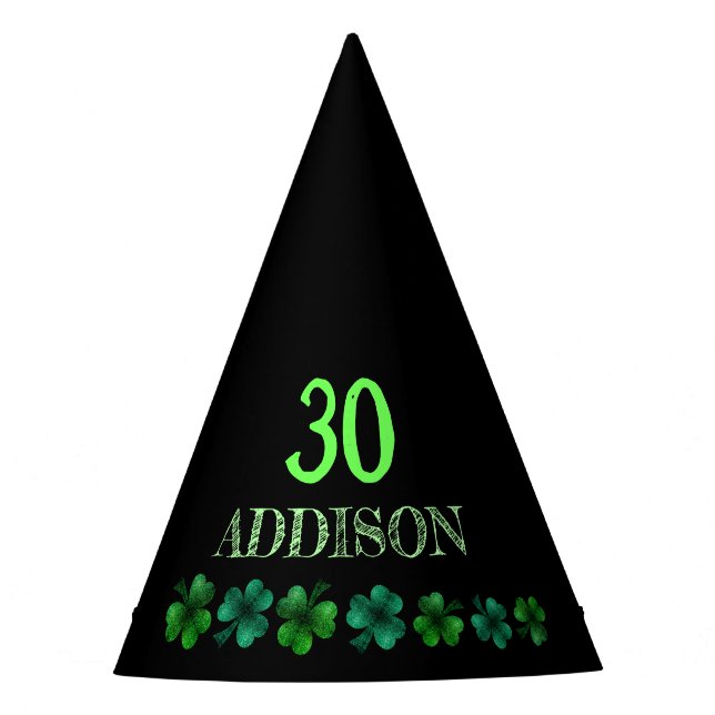 St Patrick Day Birthday Lets party shamrock Hat (Front)