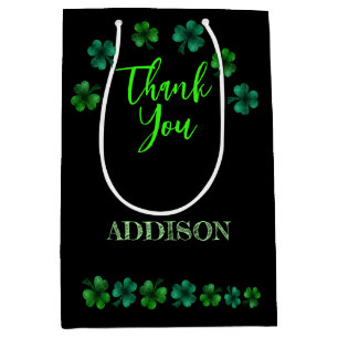St Patrick Day Birthday Lets party shamrock Medium Gift Bag