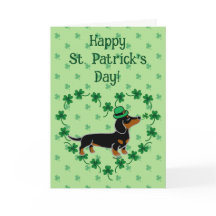 St. Patrick Day Black and Tan Dachshund Posing