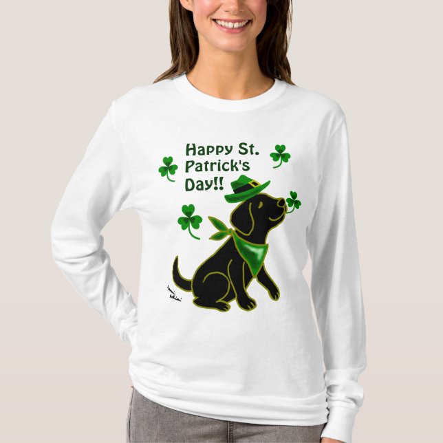 St. Patrick Day Black Labrador T-Shirt (Front)