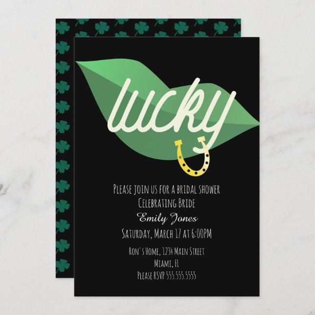 St Patrick Day Bridal Shower Celebration Invitation (Front/Back)