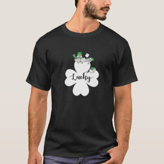 St Patrick Day Cat Lucky Shamrock Green Colour Fun T-Shirt