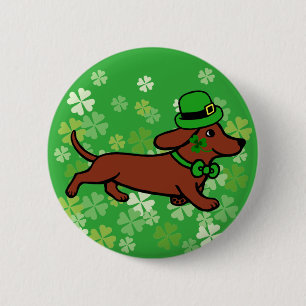 St. Patrick Day Dachshund Cartoon ７ 6 Cm Round Badge
