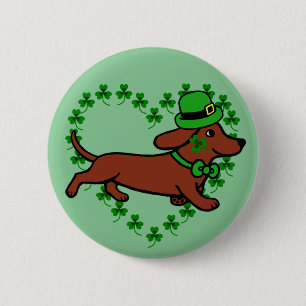 St. Patrick Day Dachshund Cartoon ７ 6 Cm Round Badge