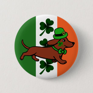 St. Patrick Day Dachshund Cartoon ７ 6 Cm Round Badge