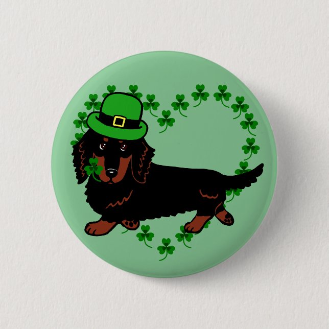 St. Patrick Day Dachshund Cartoon 2 6 Cm Round Badge (Front)