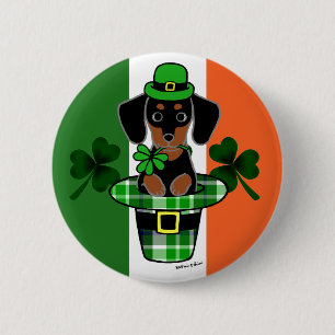 St. Patrick Day Dachshund Cartoon 4 6 Cm Round Badge