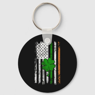 St Patrick Day Irish American Flag Retro Saint Pat Key Ring