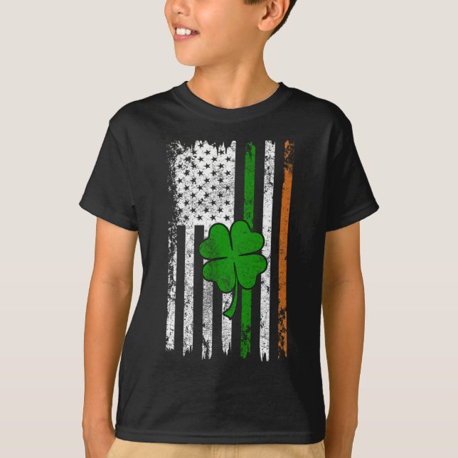 St Patrick Day Irish American Flag Retro Saint Pat T-Shirt (Front)