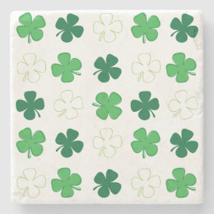 St. Patrick Day Irish Green Shamrocks Stone Coaster