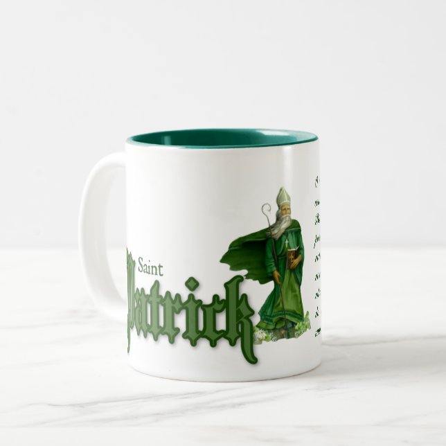 St. Patrick Day Irish Prayer Religious Two-Tone Coffee Mug (Front Left)