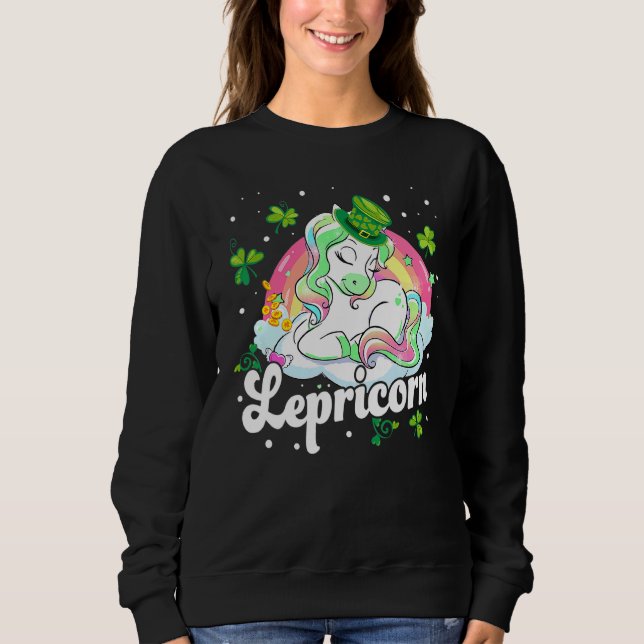 St Patrick Day Lepricorn Unicorn Leprechaun Kid To Sweatshirt (Front)