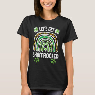 St Patrick Day Lets Get Shamrock  Leopard Rainbow  T-Shirt
