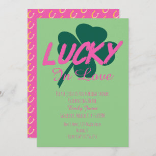 St Patrick Day Lucky Pink Bridal Shower Invitation