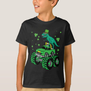 St Patrick Day Monster Truck Dinosaur Irish Kids B T-Shirt