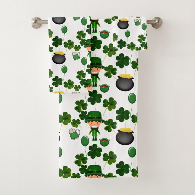 St. Patrick Day Pattern Bath Towel Set (Insitu)
