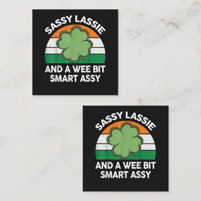 St Patrick Day Sassy Lassie Funny Shamrock Irish Card (Front/Back)