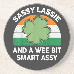 St Patrick Day Sassy Lassie Funny Shamrock Irish Coaster