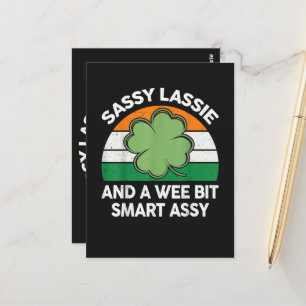 St Patrick Day Sassy Lassie Funny Shamrock Irish Postcard