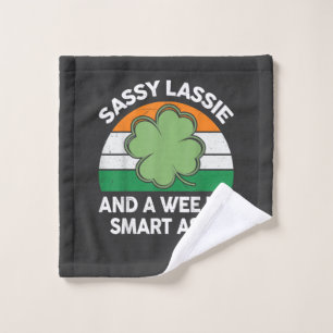 St Patrick Day Sassy Lassie Funny Shamrock Irish Wash Cloth