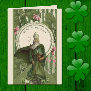 St. Patrick Day Shamrock Bishop Religious Card