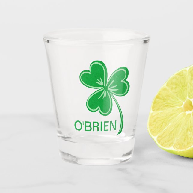 St Patrick Day Shamrock Clover Personalised Shot Glass (Front)