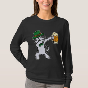 St Patrick Day Siberian Husky Dog Dabbing Leprecha T-Shirt