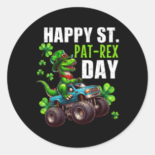 St Patrick Day T-rex Monster Truck  Classic Round Sticker