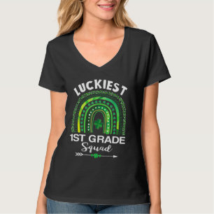 St Patrick Day Teacher Cute Luckiest 1st Grade Squ T-Shirt