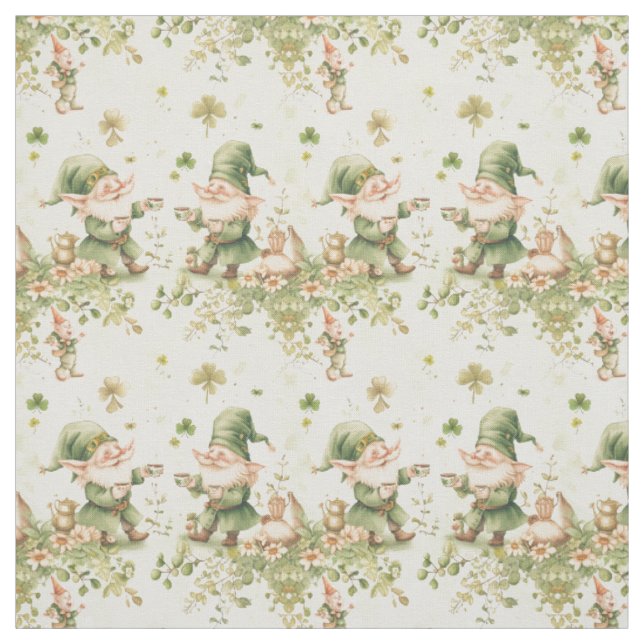 St. Patrick Gnome Irish Coffee Pattern  Fabric (Swatch)