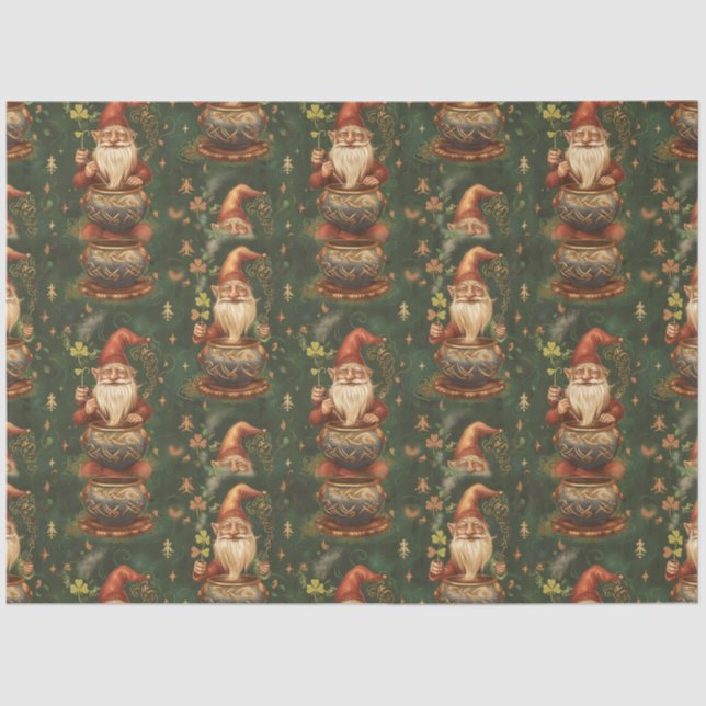 St. Patrick Gnome Magic Cauldron Forest Tissue Paper (Front)