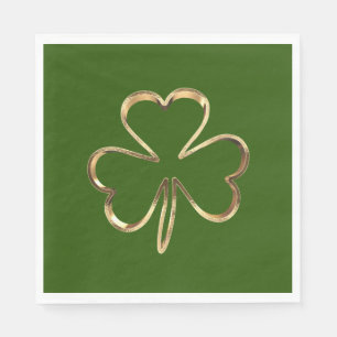 St. Patrick Green and Gold Irish Clover Shamrock Napkin