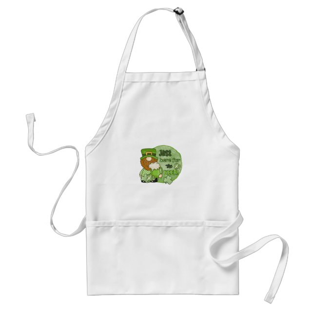 St. Patrick Green Gnome | Just Here For The Beer Standard Apron (Front)