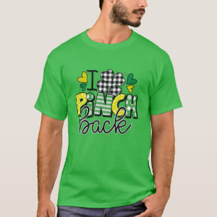 St Patrick I Pinch Back Buffalo Plaid Shamrock Gra T-Shirt