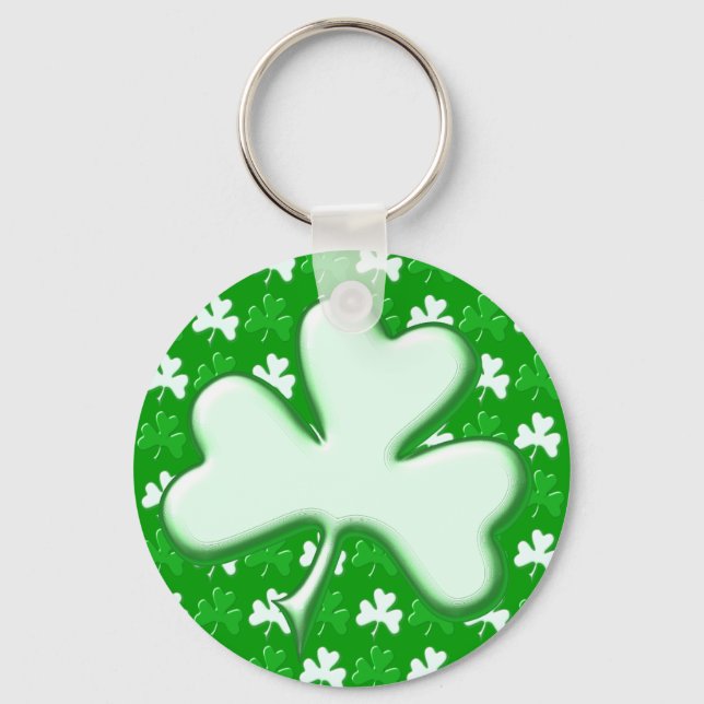 St Patrick Ireland Shamrock Pattern Design Key Ring (Front)